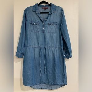 Gloria Vanderbilt Ashleigh Denim Casual Dress Adjust drawstring waist Women’s SM
